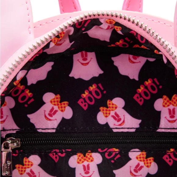Loungefly Pastel Ghost Minnie Mouse Glow-in-the-Dark Mini Backpack - Picture 4 of 6